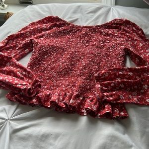 Girls red flower shirt